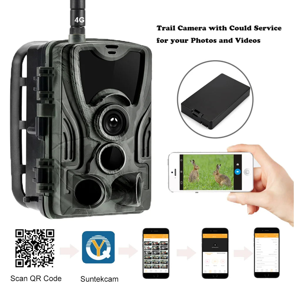 4K Live Show APP Clould Service Hunting Trail Camera HC801PROLI Stream Media 5000Mah Recharger Battery 4G 30MP Night Vision 