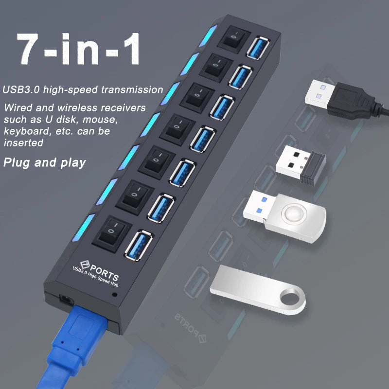 Switched USB Hub - 4 or 7 Ports