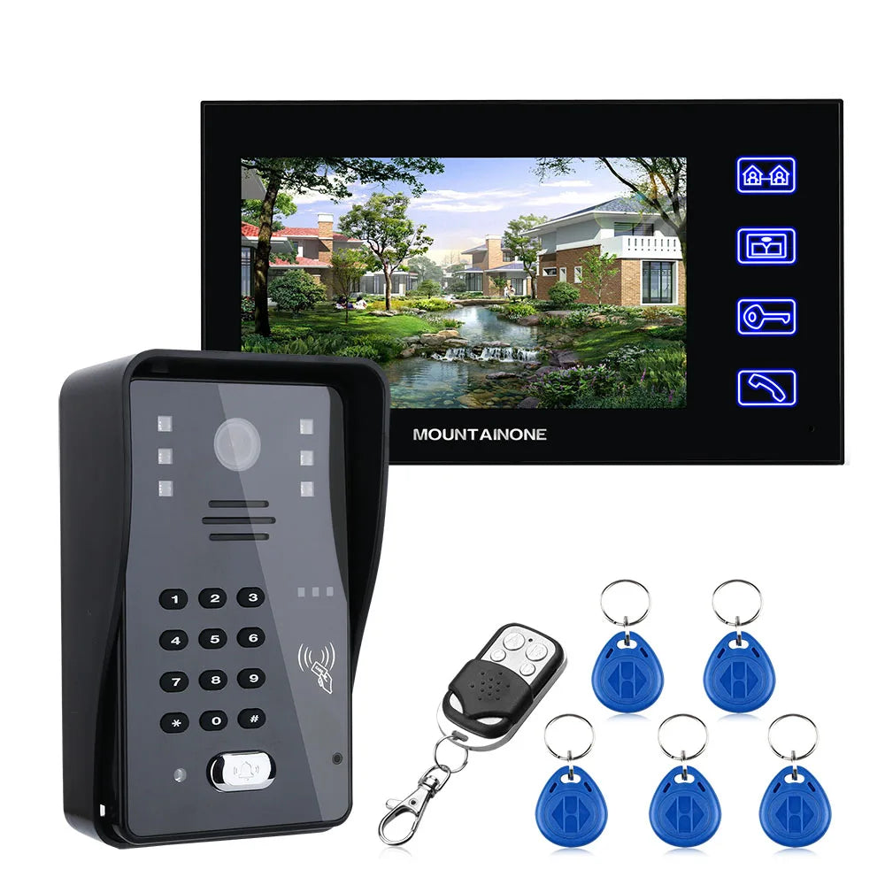 7inch Video Door Phone Intercom Doorbell With RFID Password IR-CUT 1000TV Line Camera Wireless Remote Access Control System Spy-shop.com