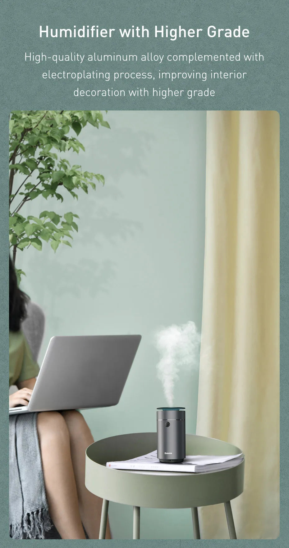 Baseus Car Diffuser Humidifier Auto Air Purifier Aromo Air Freshener with LED Light For Car Aroma Aromatherapy Diffuser 