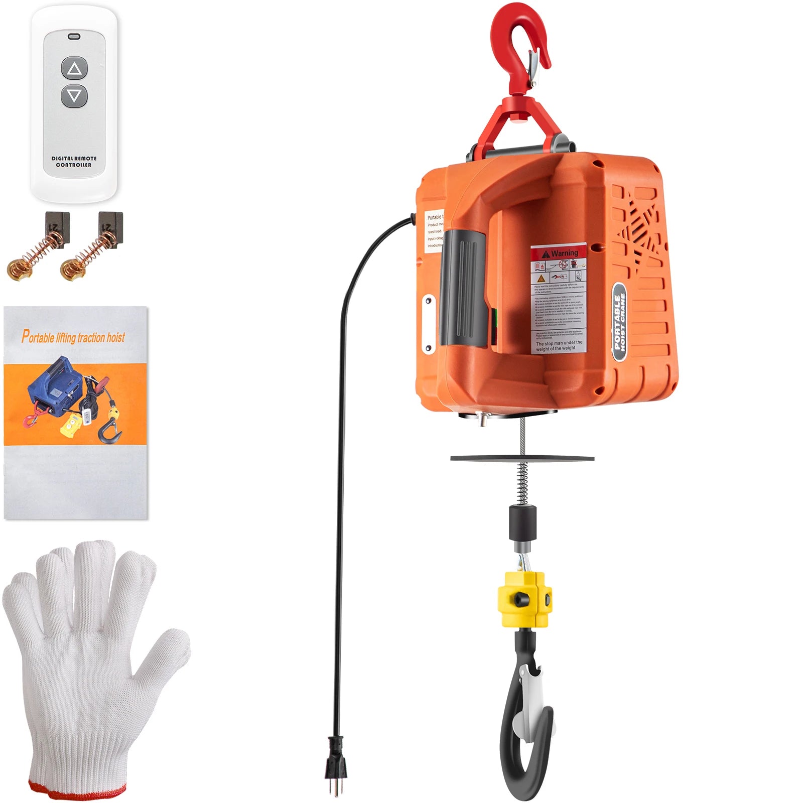 500kg Electric Hoist Winch with Remote Control, 25ft Lift