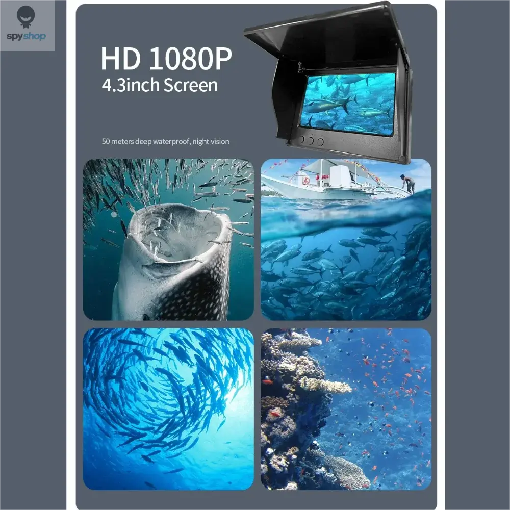HEERAK Portable Fish Depth Finder Water Handheld 1080P 4.3 Inch LCD Fish Finder Underwater 220° Fishing Camera With Night Vision Spy-shop.com