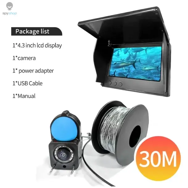 HEERAK Portable Fish Depth Finder Water Handheld 1080P 4.3 Inch LCD Fish Finder Underwater 220° Fishing Camera With Night Vision Spy-shop.com