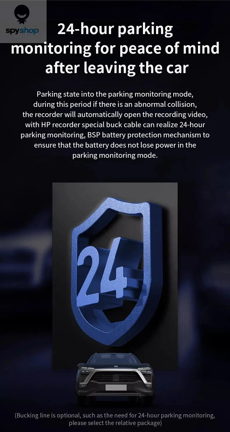 HP car camera dash cam camera 2k HD night vision WiFi DVR video loop video parking monitoring car dashcam auto Spy-shop.com