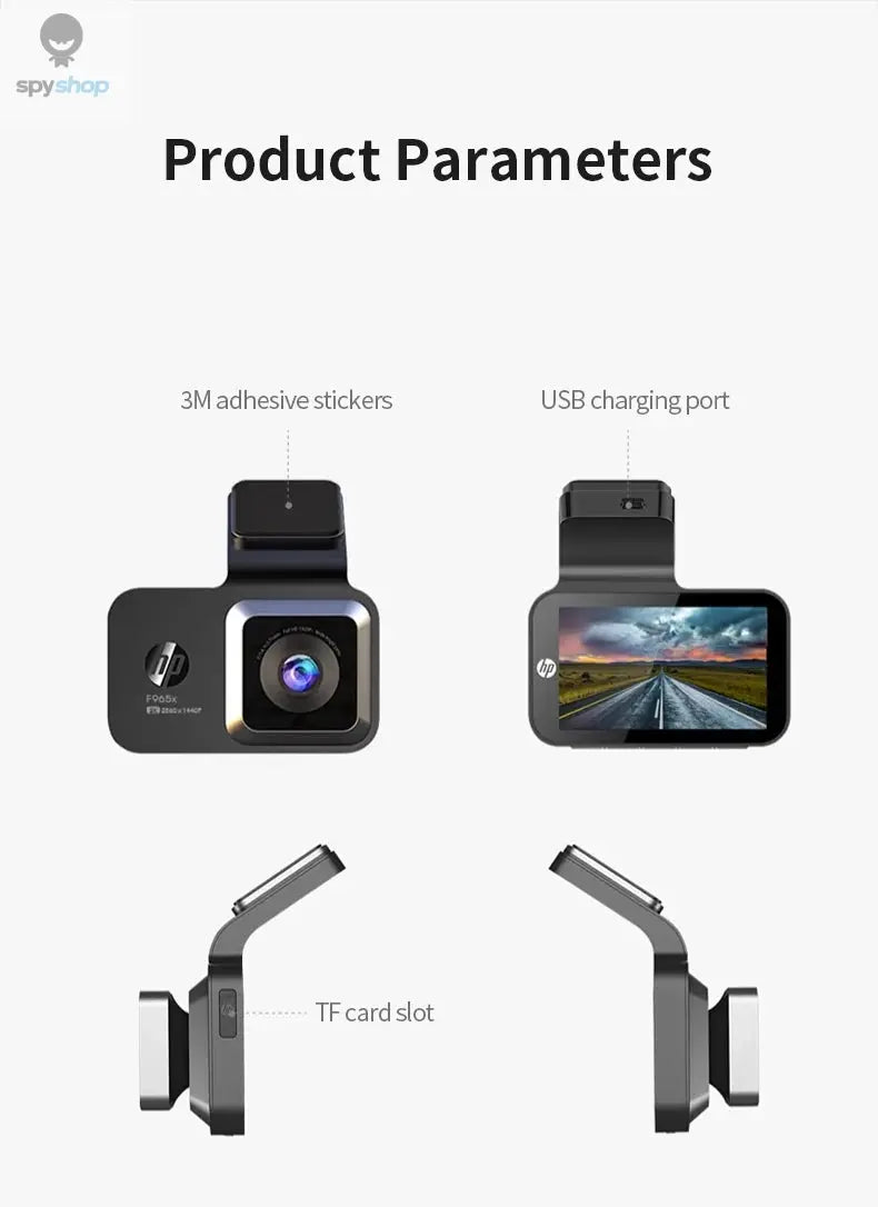 HP car camera dash cam camera 2k HD night vision WiFi DVR video loop video parking monitoring car dashcam auto Spy-shop.com