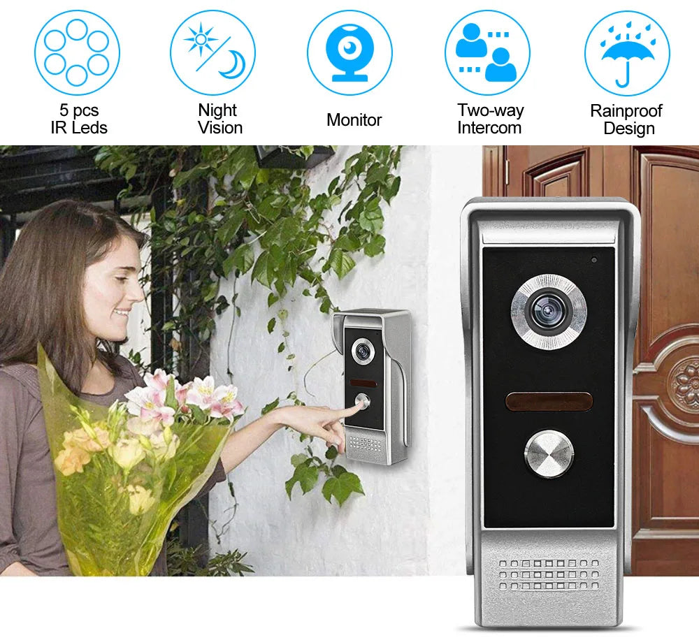 2023 olcsó video ajtótelefon vezetékes intercom rendszer kültéri kamerás ajtócsengő 700TVL IR éjjellátás vízálló otthonhoz és lakáshoz