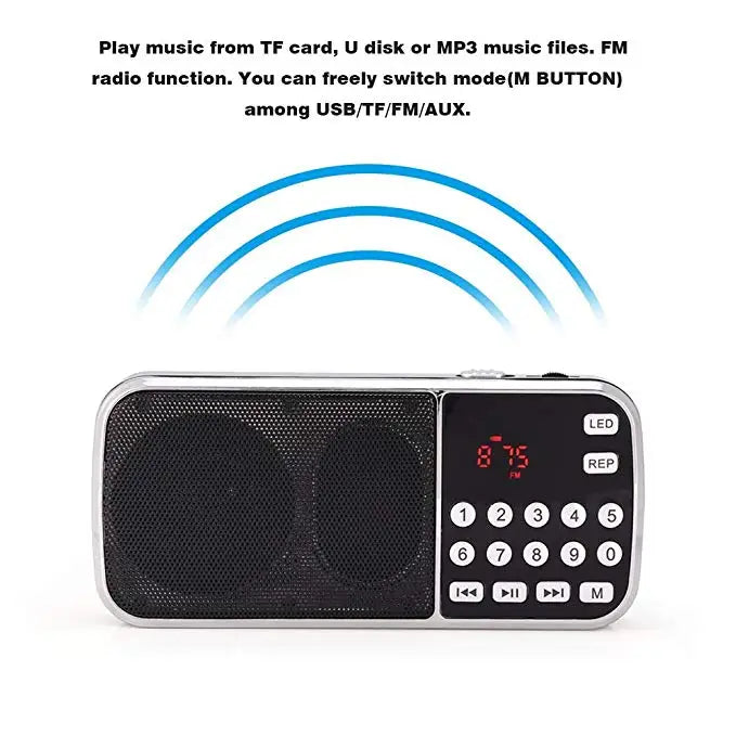 Přenosný MP3 a FM reproduktor se svítilnou