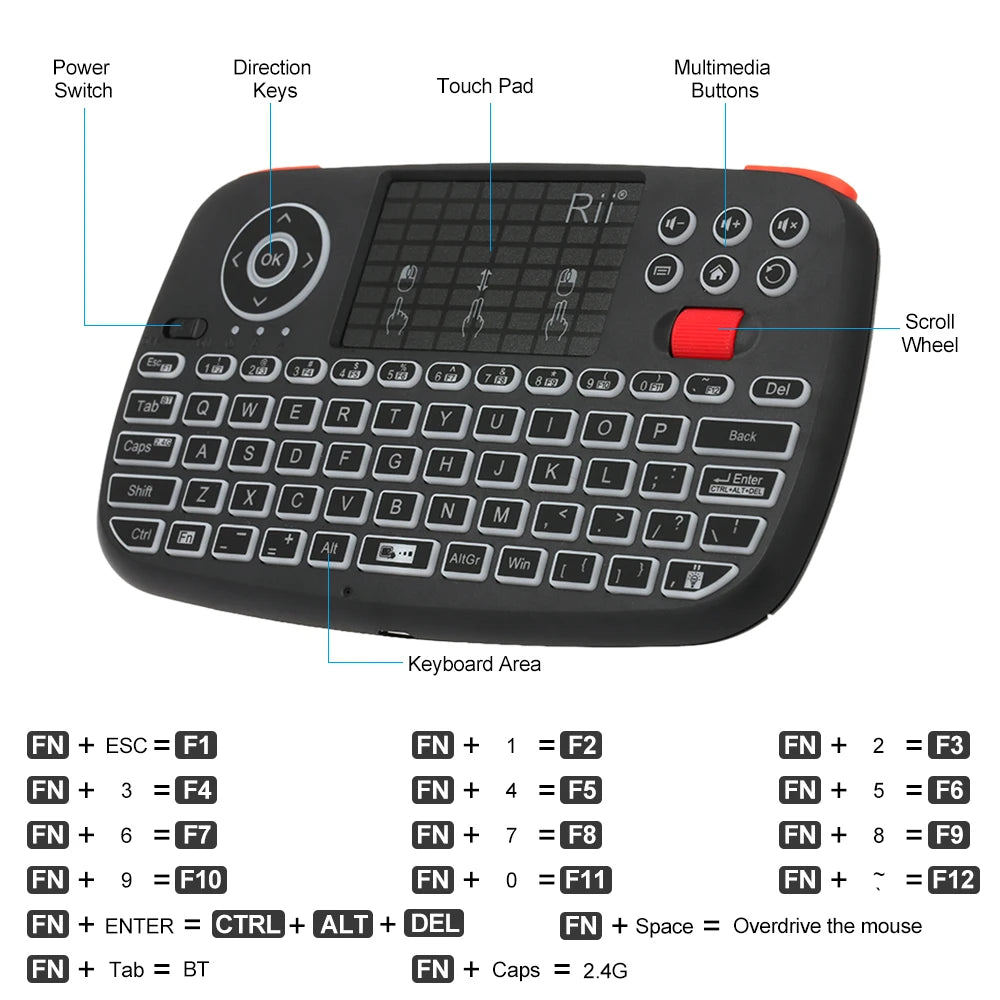 I4 Mini Wireless Keyboard with Touchpad