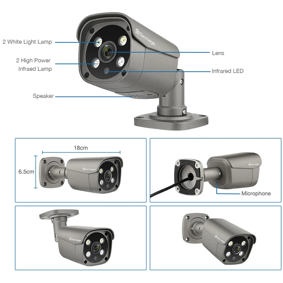4MP 5MP 8MP PoE IP Security Camera with Two-Way Audio and AI Motion Detection