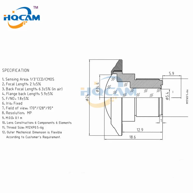 5MP Wide Angle CCTV Lens 1.66mm 1.78mm 2.1mm