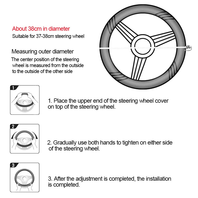 SEAMETAL Anti-Slip Car Steering Wheel Cover Anti Scratch Breathable Steer Wheel Protection Cover Full-Surround Steer Protector
