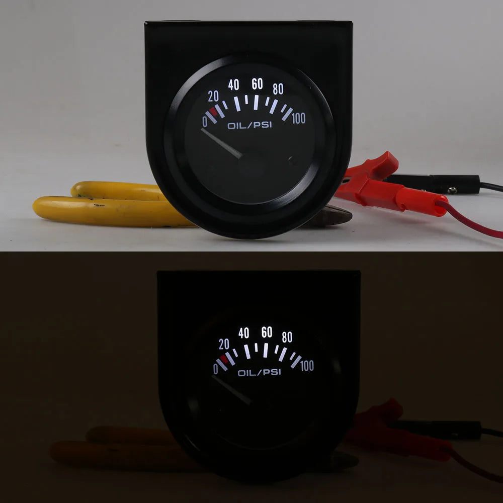 Mjerač 2INCH 52MM, crni, voltmetar, mjerač temperature vode i ulja, tlaka ulja i razine goriva, ampermetar, komplet s trostrukim mjeračem za automobil