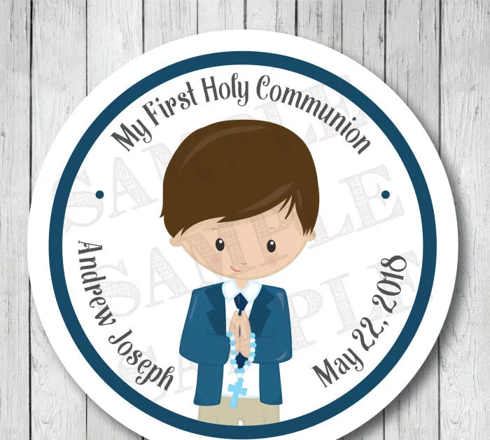 Custom Personalized, Boy, Girl First Communion Stickers, First Holy Communion Favor Labels, Baptism, 100 Pieces