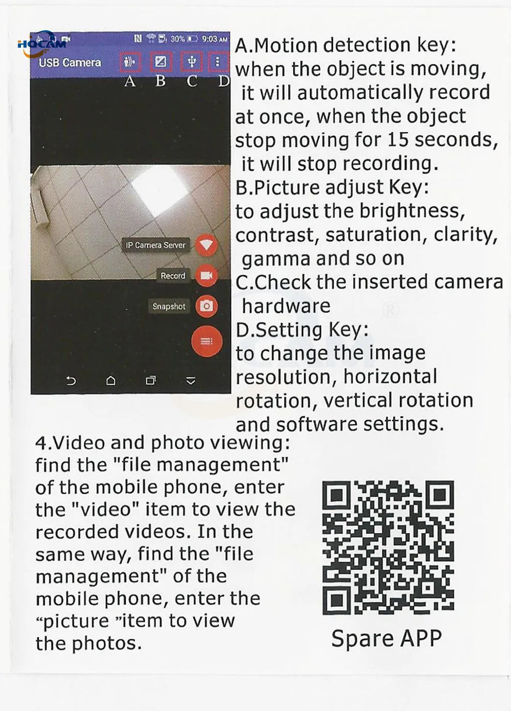 Mini OTG USB Camera 1080P/720P for Android Devices and Industrial Testing