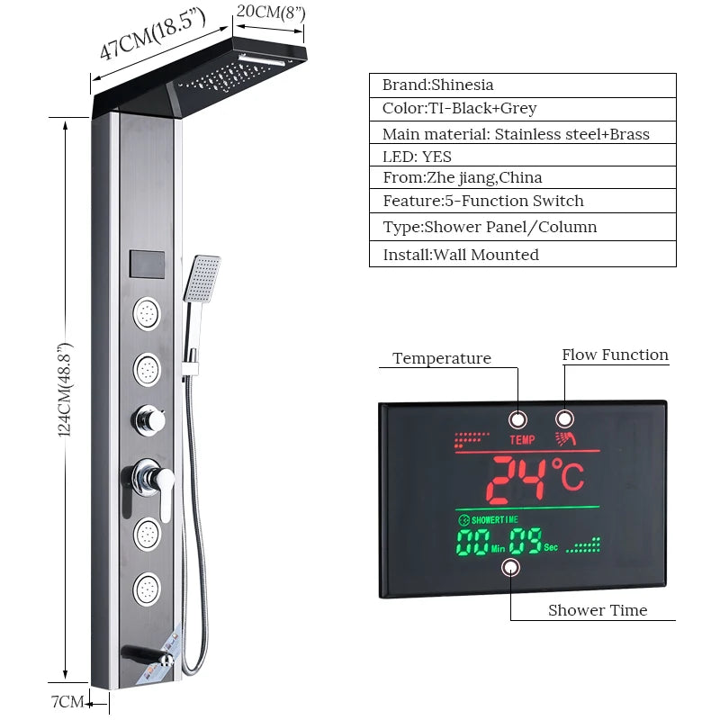LED Shower Panel Massage Jet Shower System