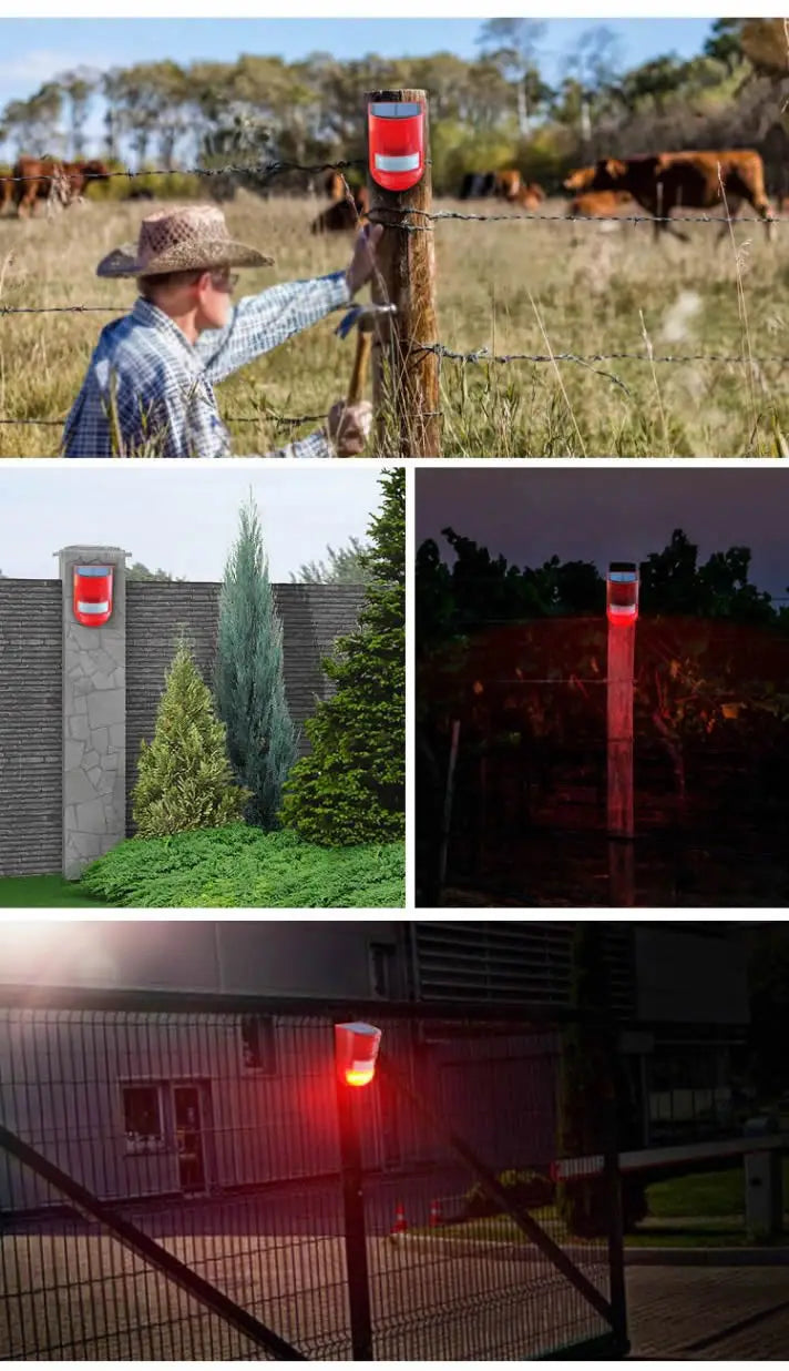 Solar Motion Sensor Alarm with 110dB Siren and Strobe Light