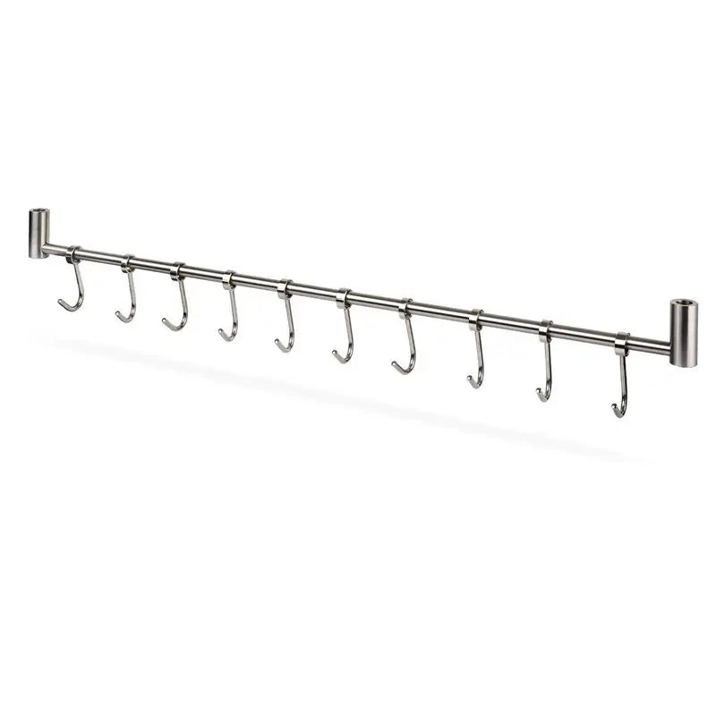Wall-Mounted Stainless Steel Kitchen Rail Rack with 7 Hooks