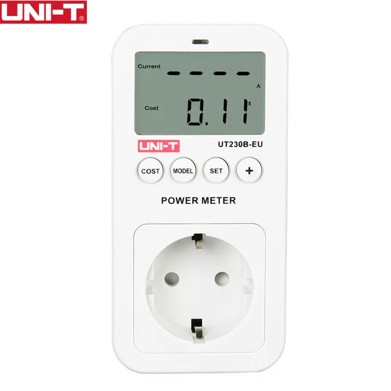 UNI-T UT230B-EU energimätare, spännings-, ström-, kostnads-, frekvens- och effektmätare med LCD för övervakning av energiförbrukning