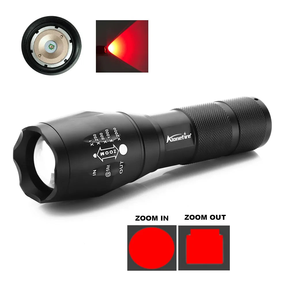 E17 Red-Light Zoom Flashlight