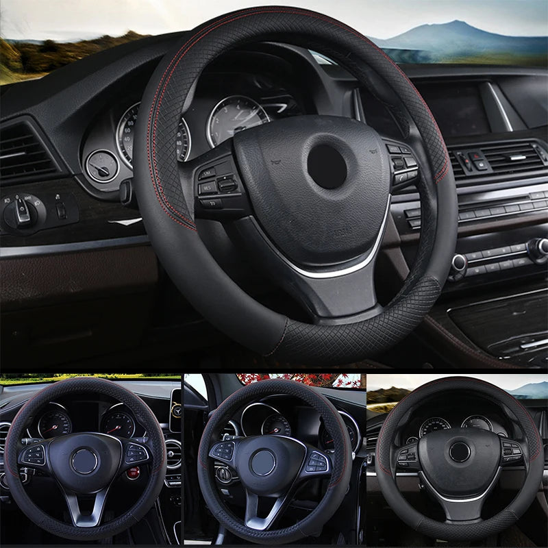 SEAMETAL Anti-Slip Car Steering Wheel Cover Anti Scratch Breathable Steer Wheel Protection Cover Full-Surround Steer Protector