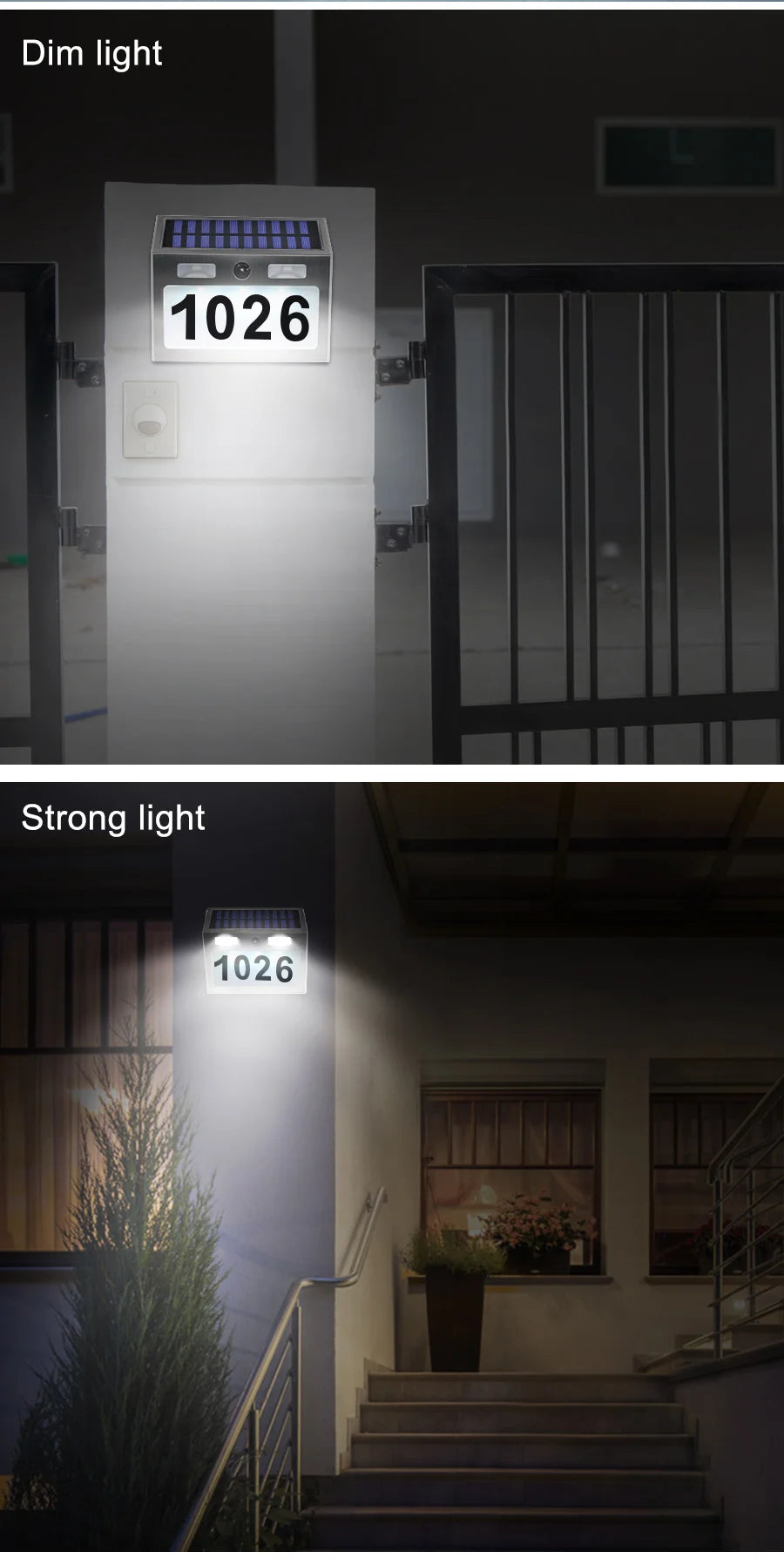 Solar House Number Plaque Light with Motion Sensor LED Lights