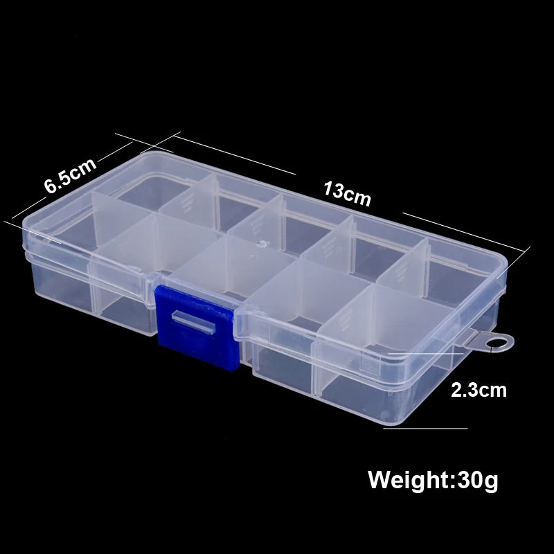 Boîte à outils à grille réglable de 10 compartiments, rangement pour pièces électroniques, vis et outils multifonctions, boîtier en plastique transparent