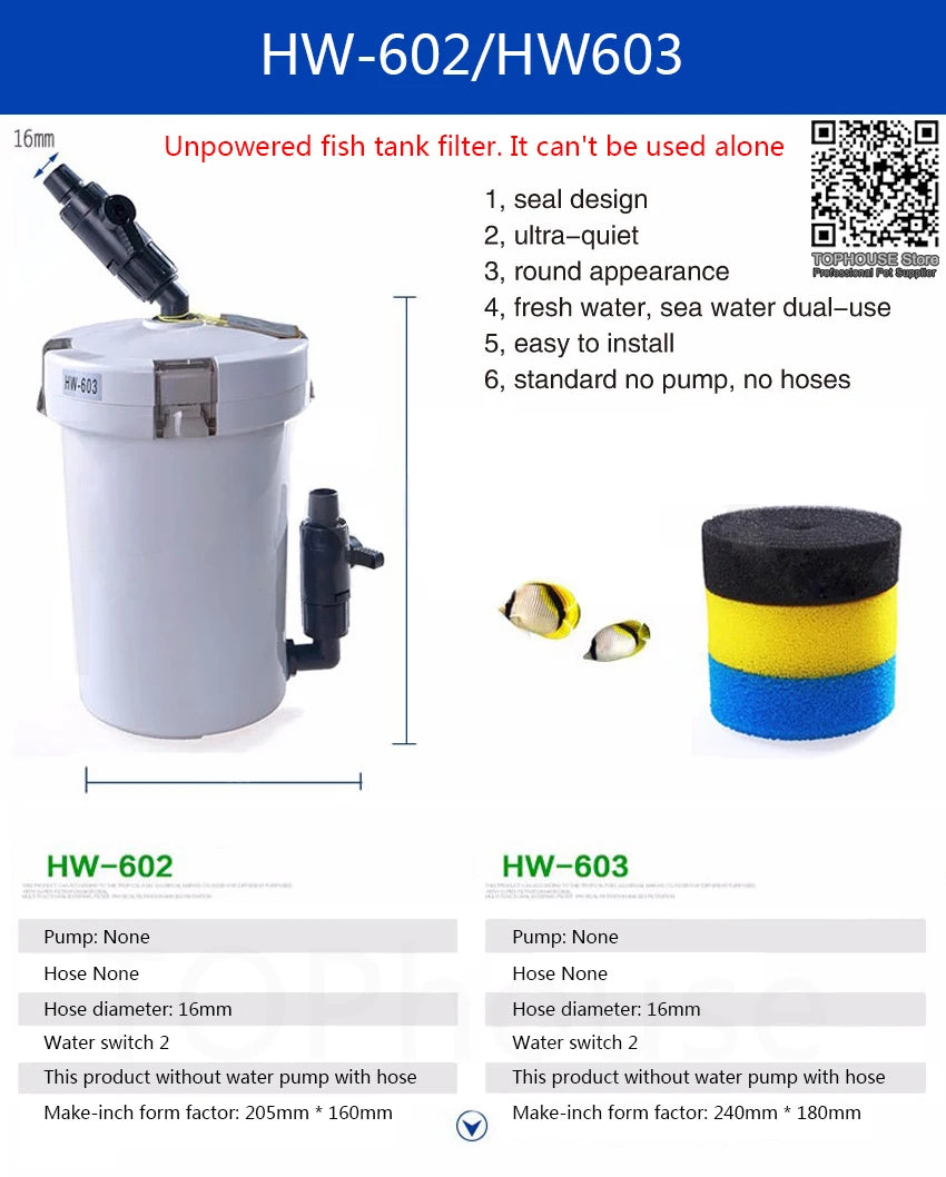Ultra-Quiet Transparent Aquarium Filter Bucket