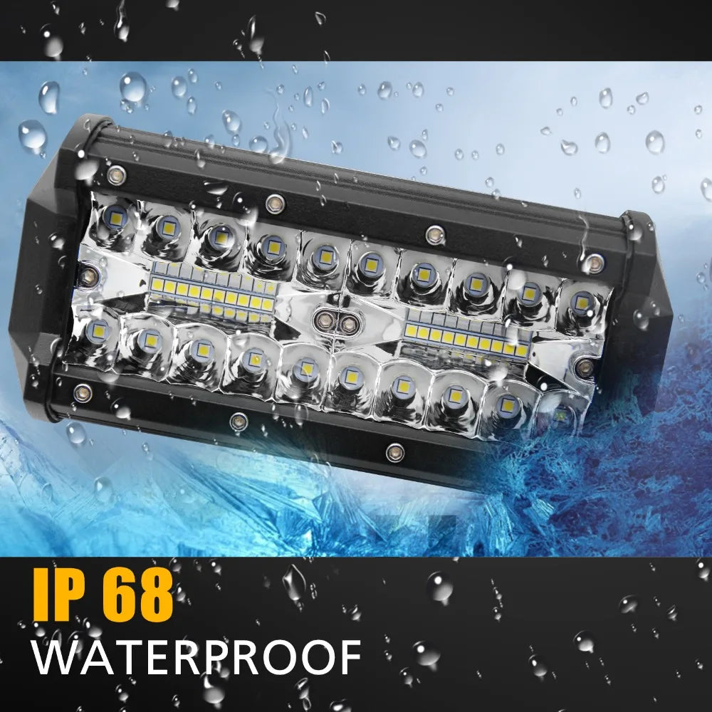 Barra de Luz de Trabalho LED CO LIGHT 4" 2 unidades 120W 7'' para Trator, Barco, Todo-o-Terreno, Camioneta, SUV, ATV, Spot, Flood Combo 12V 24V Luzes de Trabalho LED