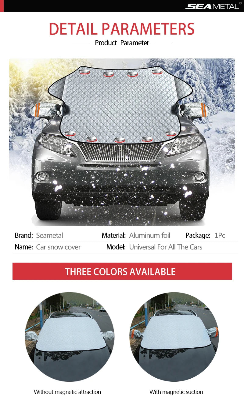 SEAMETAL Car Windshield Snow Shield for Winter Car Cover Front Window Anti Ice Frost Outdoor Protection Snow Cover with Magnet