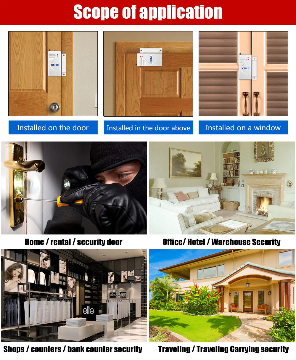 433MHz Wireless Door Window Sensor for Alarm Systems