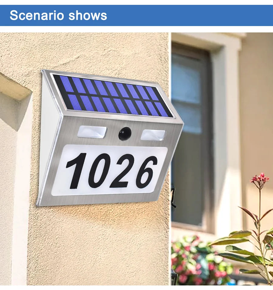 Solar House Number Plaque Light with Motion Sensor LED Lights