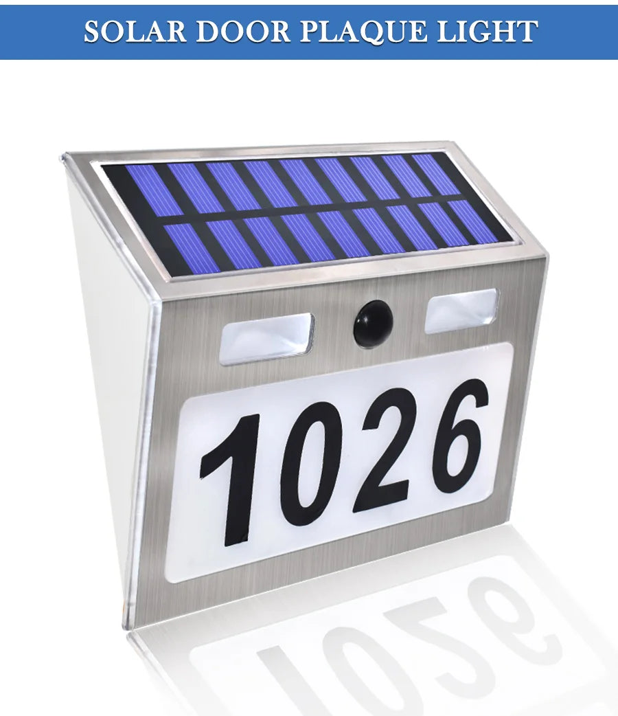 Solar House Number Plaque Light with Motion Sensor LED Lights