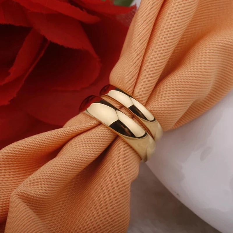 Stainless Steel Wedding Rings with Smooth Gold Finish