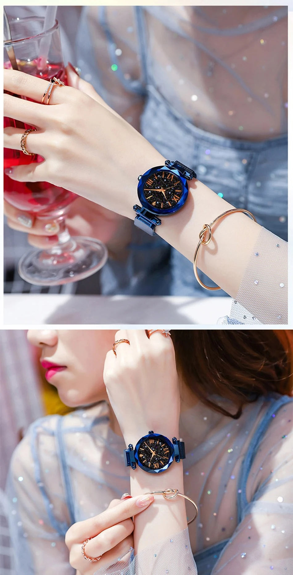 Reloj Mujer Luxury Starry Sky Women Watches Magnetic Mesh Belt Band Watch Women's Fashion Dress Wristwatch Zegarek Damski 