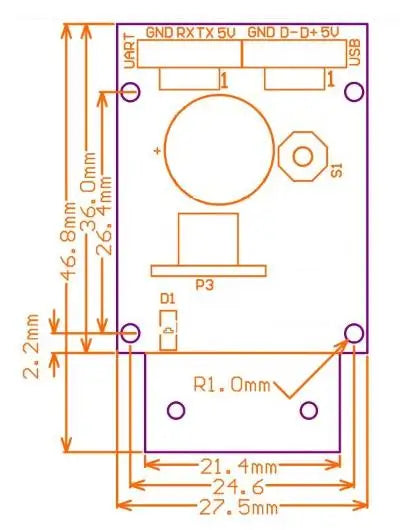Modulo scanner di codici a barre GM65 - opzioni dei componenti