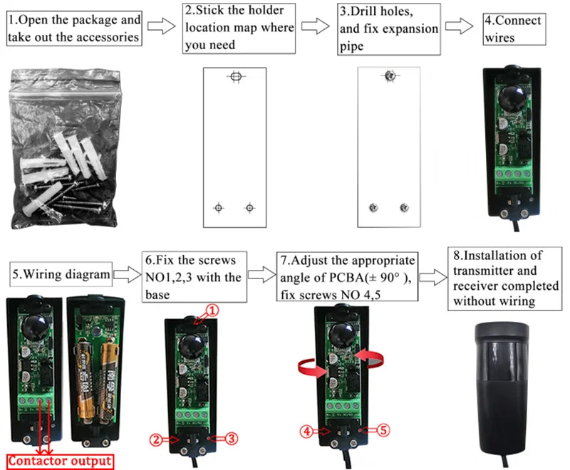 Infrared Gate Safety Beam Sensor Pair