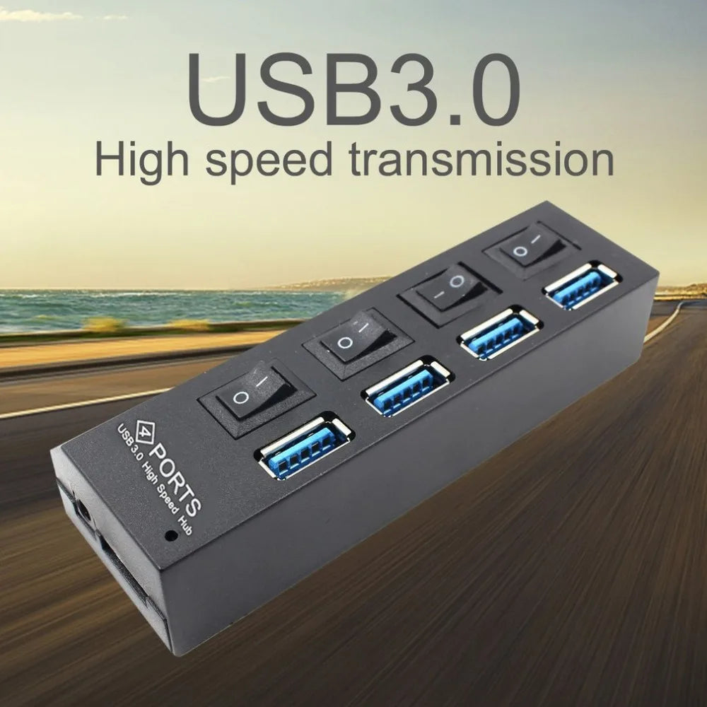 Four-Port USB 3.0 Hub with Individual Switches