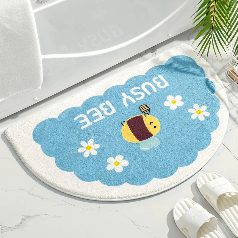 Soft Floor Mats Small Fresh Text Flowers Rugs Home Entrance Carpet Bedroom Toilet Bathroom Door Absorbent Non-Slip Foot Pad 