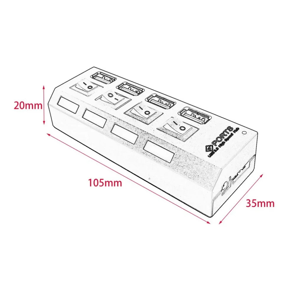 Four-Port USB 3.0 Hub with Individual Switches