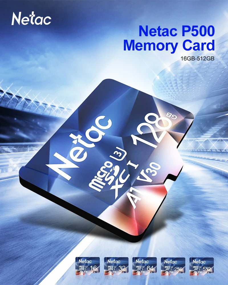 Netac Micro SD Card 512GB 256GB 64GB 32GB 16GB Memory Card SD Card 128GB C10 UHS 1 U3 V30 V10 Flash Card Memory MicroSD TF Card