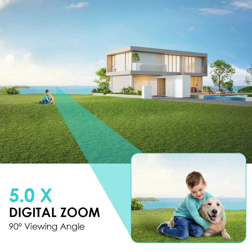 1080P HD Smart WiFi PTZ Security Camera with Human Detection, Auto Tracking, 5x Digital Zoom