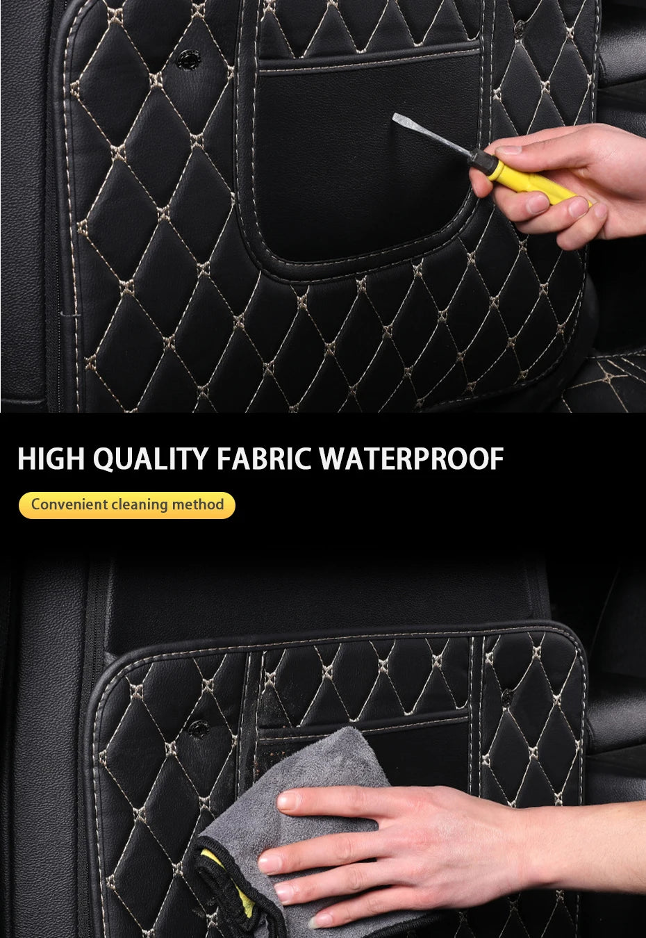 PU Leather Car Anti-Kick Mats Auto Seat Back Protector Cover Car Back Seat Organizer with Storage Pockets Interior Accessories