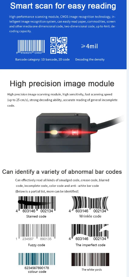 WH-3216 Embedded USB Barcode Scanner
