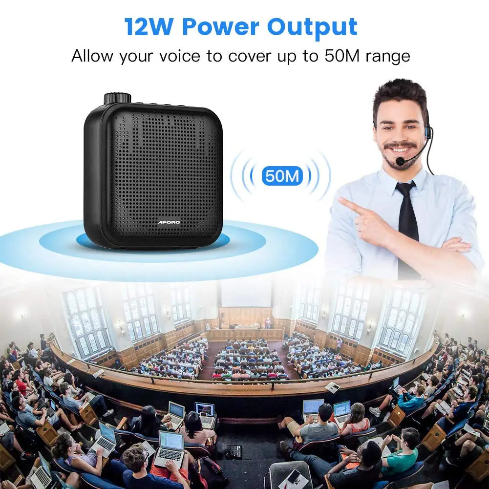 Portable Voice Amplifier with Wired Headset Mic