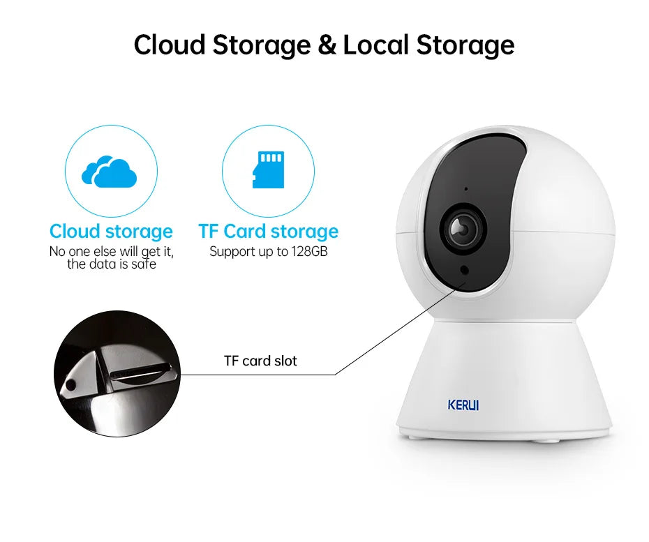 KERUI Mini Indoor Wireless 5MP Tuya Smart WiFi IP Camera Home Security CCTV Surveillance Camera With Auto Tracking Onvif 