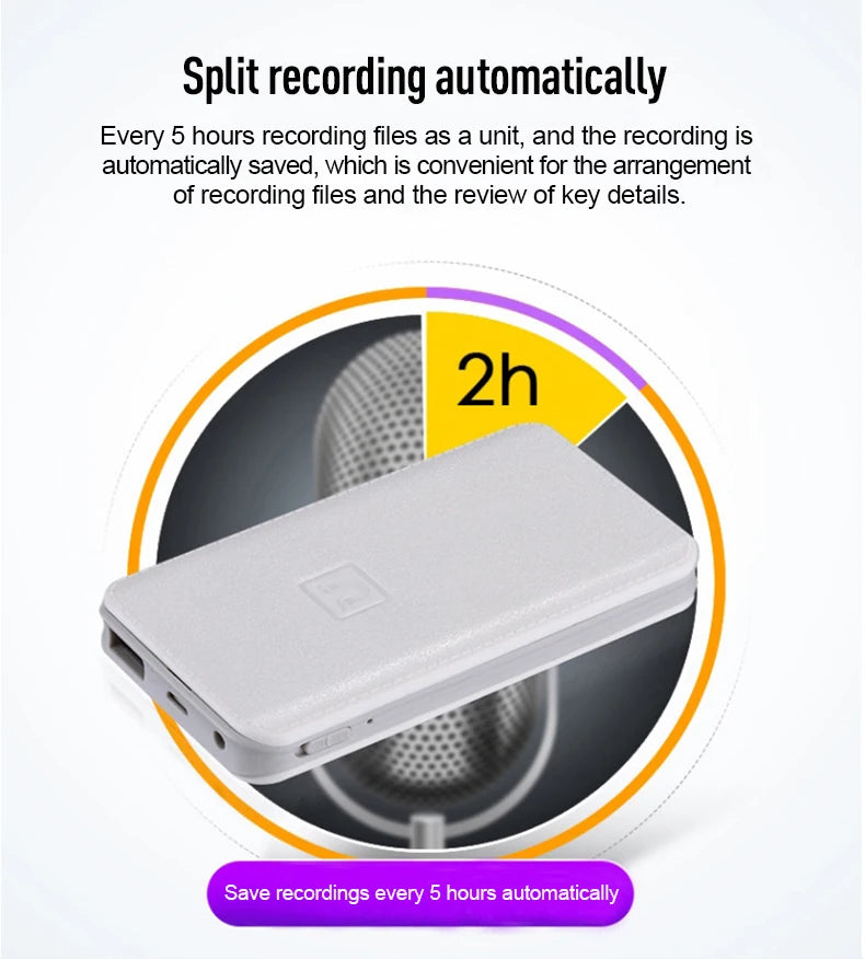 Digitalni diktafon 8-64GB s aktivacijom zvukom, skriveni, za snimanje na daljinu do 60 m, s magnetom, power bankom, MP3 i U-diskom