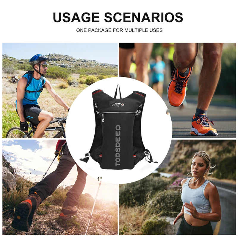 Outdoor Trail Running 5L Ultralight Backpack Hydration Jogging Vest Men Breathable Marathon Bicycle Bag Fitness Running Bag 
