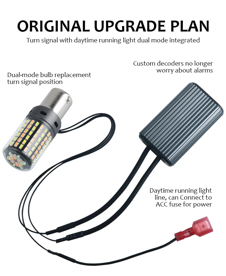 2PCS 1156 BA15S P21W BAU15S PY21W Canbus No Error LED Lights 7440 W21W T20 Car DRL Turn Signal Dual Mode Switchback Dual Color