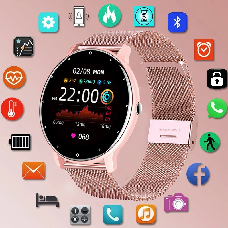 LIGE 2025 Smart watch Ladies Full touch Screen Sports Fitness watch IP67 waterproof Bluetooth For Android iOS Smart watch Female 