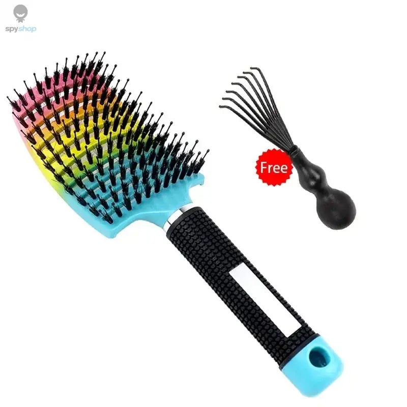 Hair Brush Exfoliating Hair Brush Bristle Women's Wet Curly Hair Comb Salon Hair Styling Tool，Special for Real Hair Wigs 